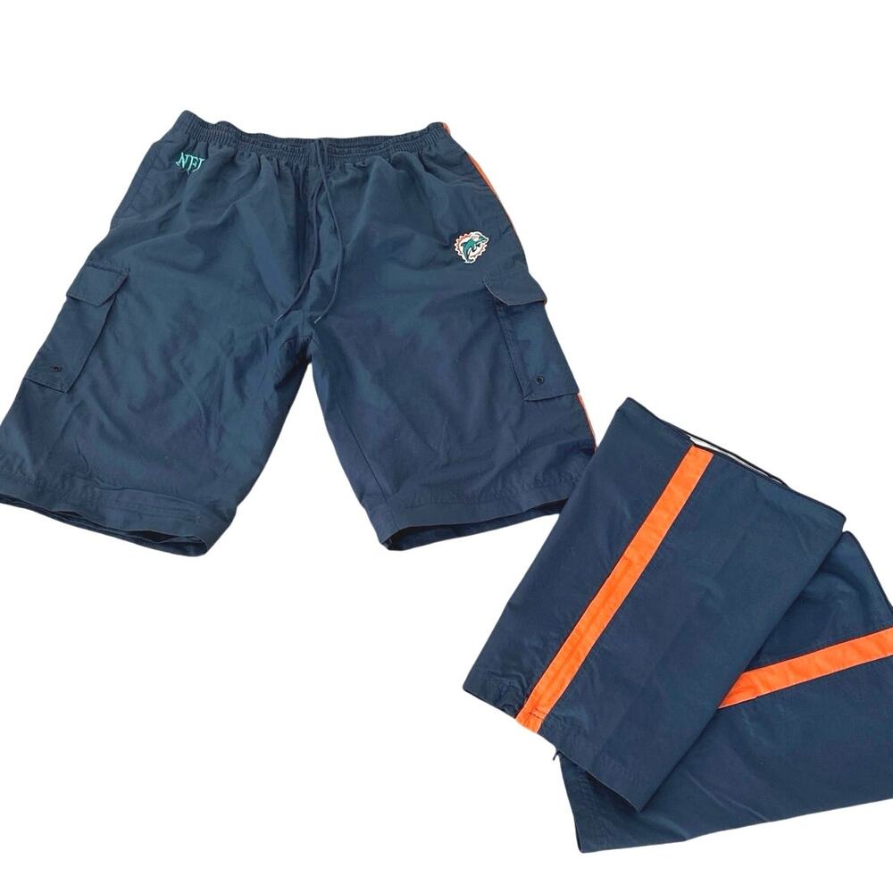 Miami Dolphins Vintage Starter Convertible Nylon Wind Pants Shorts Zip Off XL